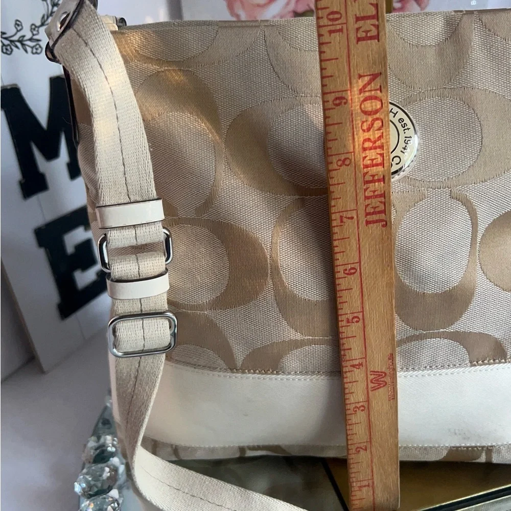 Coach Beige and Cream  monogram Women's crossbody Bag